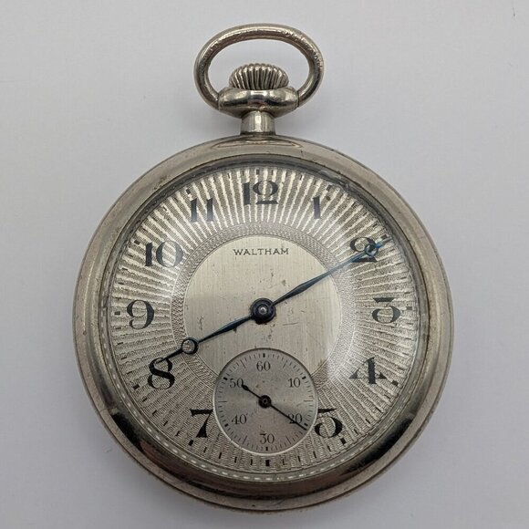 Waltham Other - Vintage 1925 Waltham Open Face Pocket Watch Nickel Silver 7 Jewels Grade 610